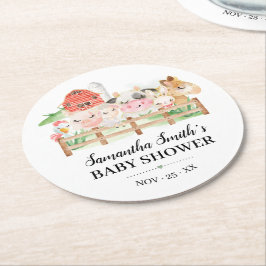 Boerderij Baby Baby shower Ronde Kartonnen Onderzetter