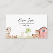 Boerderij Baby shower Aangepaste Uitnodiging Inser Informatiekaartje (Voorkant)