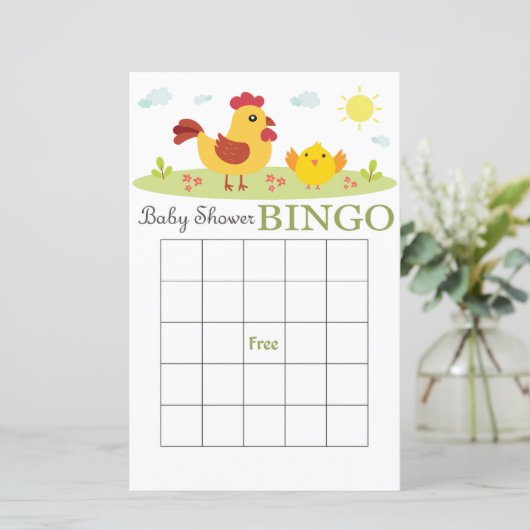 Boerderij baby shower bingo-kaart (Staand voorkant)