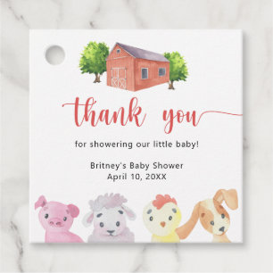 Boerderij baby shower - dank je bedankjes labels