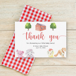 Boerderij baby shower - dank je bedankkaart