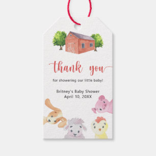 Boerderij baby shower - dank je cadeaulabel