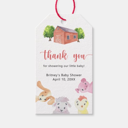 Boerderij baby shower - Dank u Cadeaulabel (Voorkant)