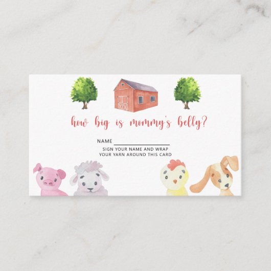 Boerderij - baby shower hoe groot is mama's buik informatiekaartje (Voorkant)