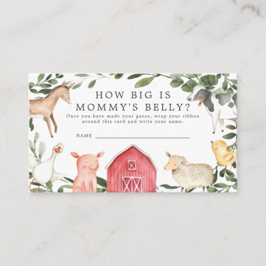 Boerderij Baby shower Hoe groot is mama's buik Kaa Informatiekaartje (Voorkant)