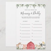 Boerderij Baby shower Hoe oud waren ze spel Kaart (Voorkant / Achterkant)