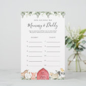 Boerderij Baby shower Hoe oud waren ze spel Kaart (Staand voorkant)