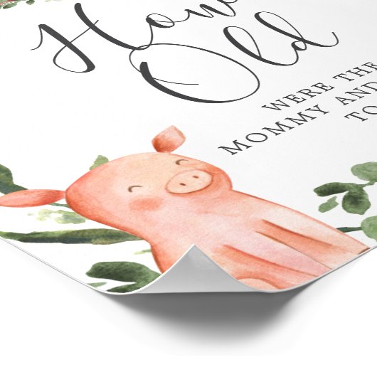 Boerderij Baby shower Hoe oud waren ze spel Poster (Hoek)