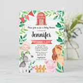 Boerderij Baby shower Invitation Farm Animals Show Kaart (Staand voorkant)