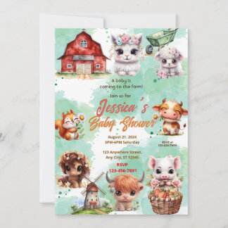 Boerderij Baby shower Kaart