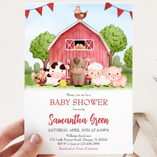 Boerderij Baby Shower Kaart