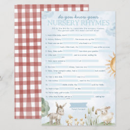 Boerderij Baby shower Nursery Rhyme Game