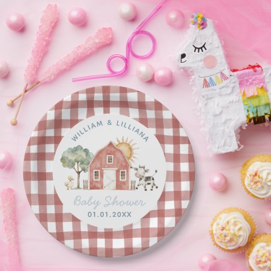 Boerderij Baby shower Papieren Bordje (Feest)