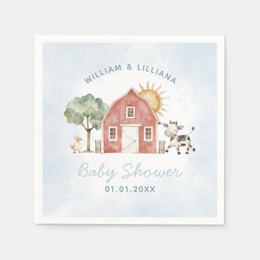 Boerderij Baby shower Papieren servetten (Voorkant)