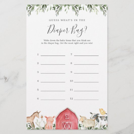 Boerderij Baby shower Raad eens wat er in de luier (Voorkant)
