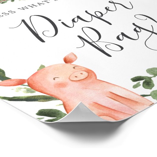 Boerderij Baby shower Raad eens wat er in de luier Poster (Hoek)