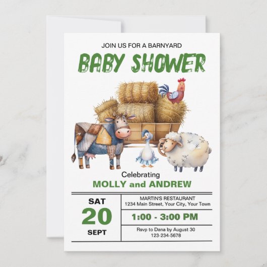 Boerderij Baby Shower Uitnodiging (Voorkant)