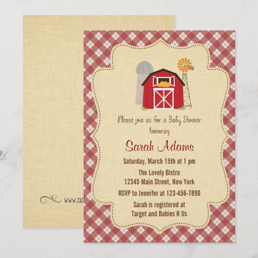 Boerderij Baby shower Uitnodiging (Voorkant / Achterkant)