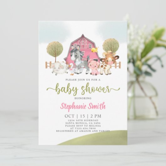 Boerderij Baby shower Uitnodiging (Staand voorkant)