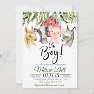 Boerderij Baby shower-uitnodiging Boy Boho Kaart