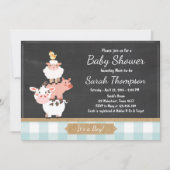 Boerderij Baby shower uitnodiging Country Baby Boy (Voorkant)