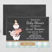 Boerderij Baby shower uitnodiging Country Baby Boy (Voorkant / Achterkant)
