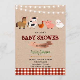 Boerderij baby shower-uitnodiging kaart