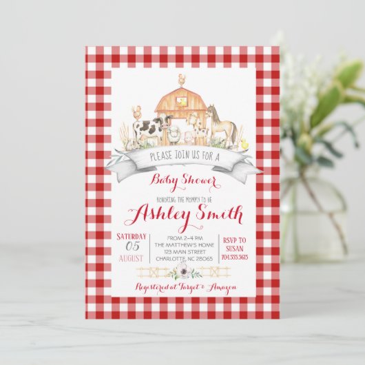 boerderij baby shower-uitnodiging kaart (Staand voorkant)