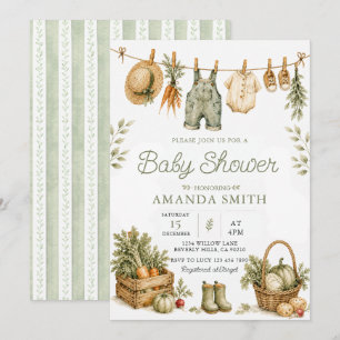 Boerderij Baby Shower Uitnodiging met Waskleine