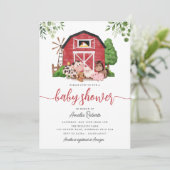 Boerderij Baby shower uitnodiging, Red Barn Invite Kaart (Staand voorkant)