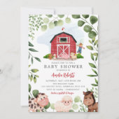 Boerderij Baby shower uitnodiging, Red Barn Invite Kaart (Voorkant)