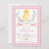 boerderij baby shower uitnodiging roze (Voorkant)