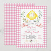 boerderij baby shower uitnodiging roze (Voorkant / Achterkant)