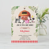 Boerderij baby shower verjaardaguitnodiging kaart (Staand voorkant)