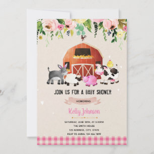 Boerderij baby shower verjaardaguitnodiging kaart
