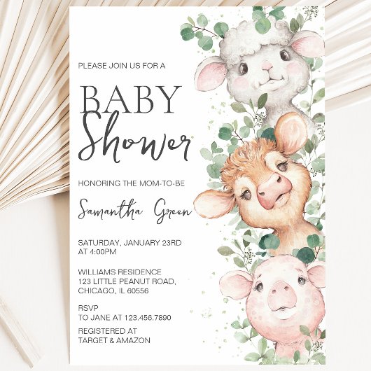 Boerderij baby shower voor jongen kaart
