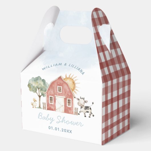 Boerderij Baby shower voorkeursbox Bedankdoosjes (Voorkant)