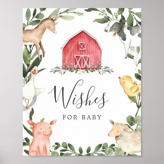 Boerderij Baby shower Wensen voor Baby Sign Poster (Voorkant)