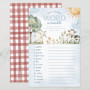 Boerderij Baby shower Word Scramble spel