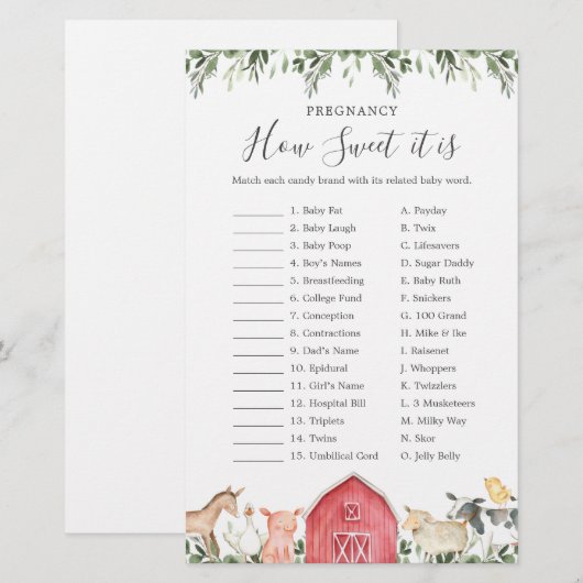 Boerderij Baby shower Zwangerschap Hoe lief het is (Voorkant / Achterkant)