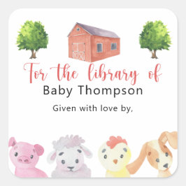 Boerderij - Baby showers boekenplank, boeken voor  Vierkante Sticker