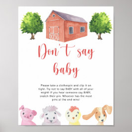 Boerderij - Baby spelletje niet zeggen Poster