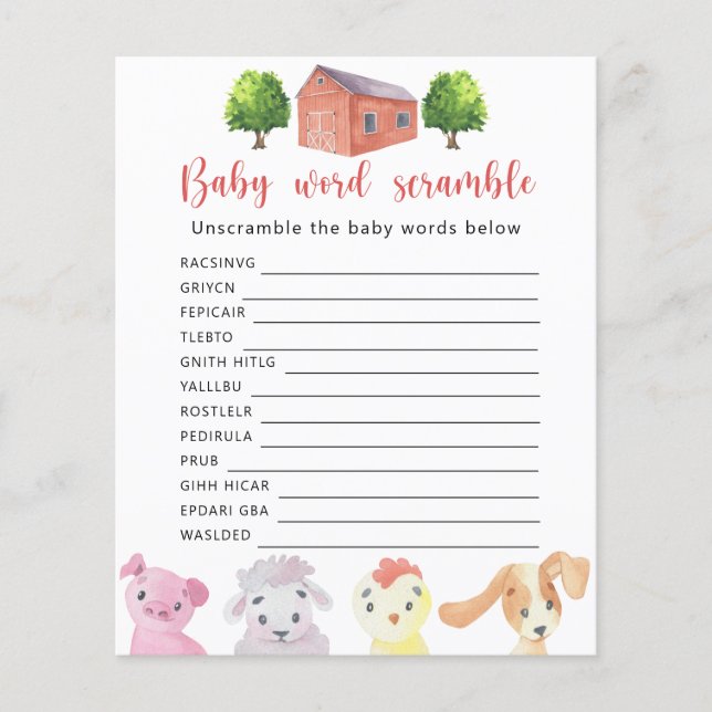 Boerderij - Baby Woord Ontscramble Game (Voorkant)