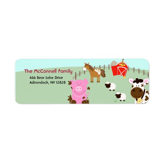 Boerderij Baby's Barnyard PRINTABLE ADRESETIKETTEN Etiket (Voorkant)