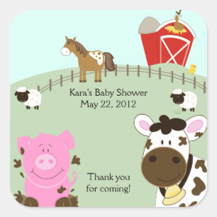 BOERDERIJ BABY'S Barnyard SQUARE Favor Sticker