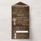 Boerderij Baby's Breath Rustieke Trouwdag All In One Uitnodiging (Binnen)