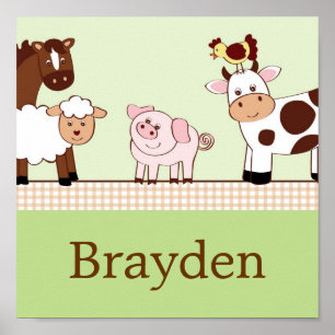 Boerderij Babys Dieren Persoonlijke Naam Kunstprin Poster
