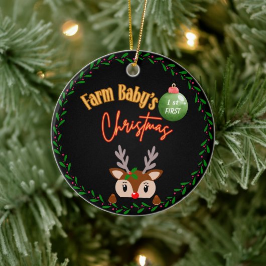 Boerderij Baby's Eerste Kerstmis Ornament (Boom)