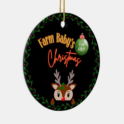 Boerderij Baby's Eerste Kerstmis Ornament (Rechts)