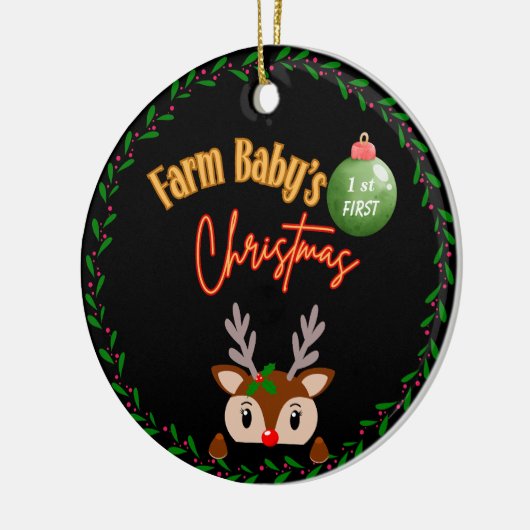 Boerderij Baby's Eerste Kerstmis Ornament (Links)